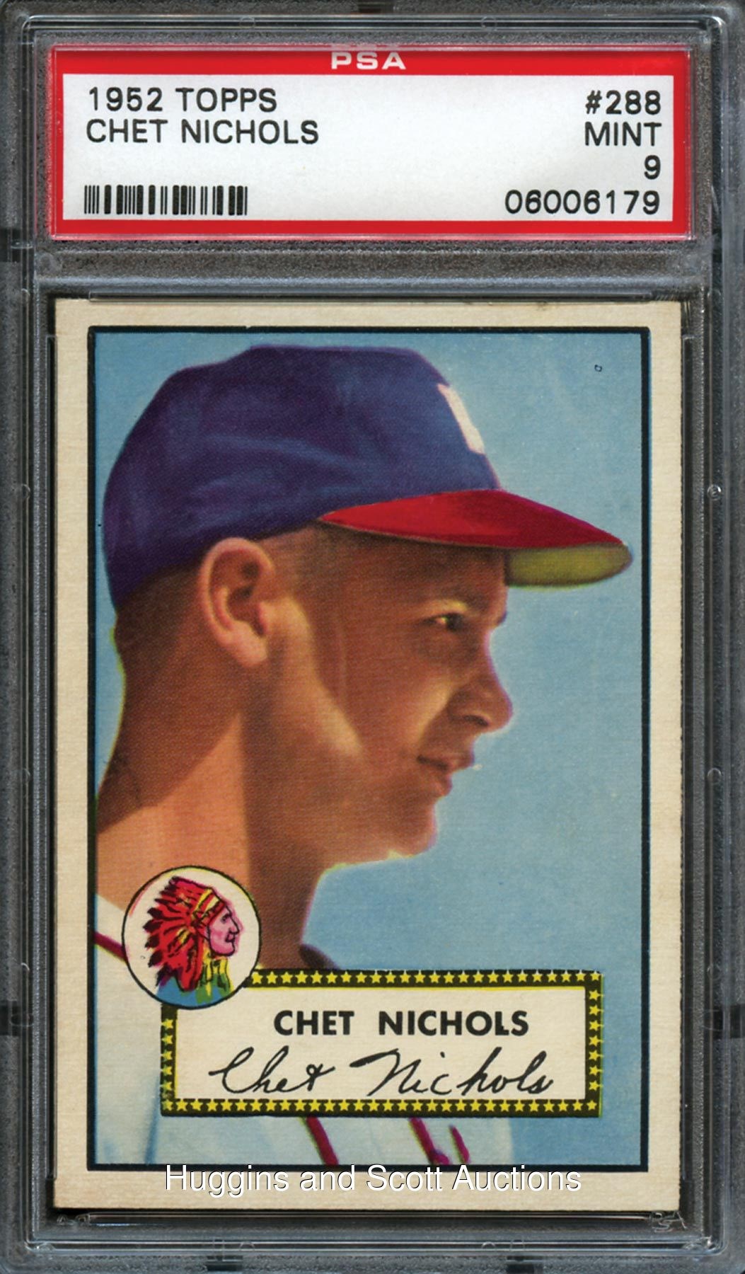 1952 Topps Baseball #288 Chet Nichols PSA Mint 9
