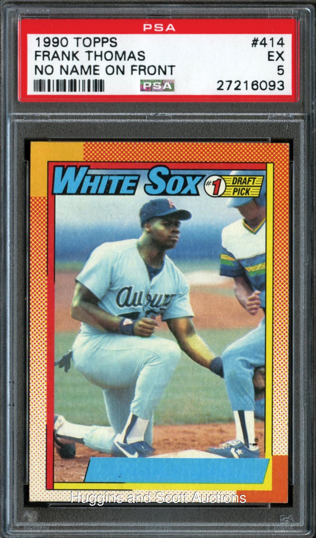 1990 Topps Baseball #414 Frank Thomas Rookie No Name on Front - PSA EX 5