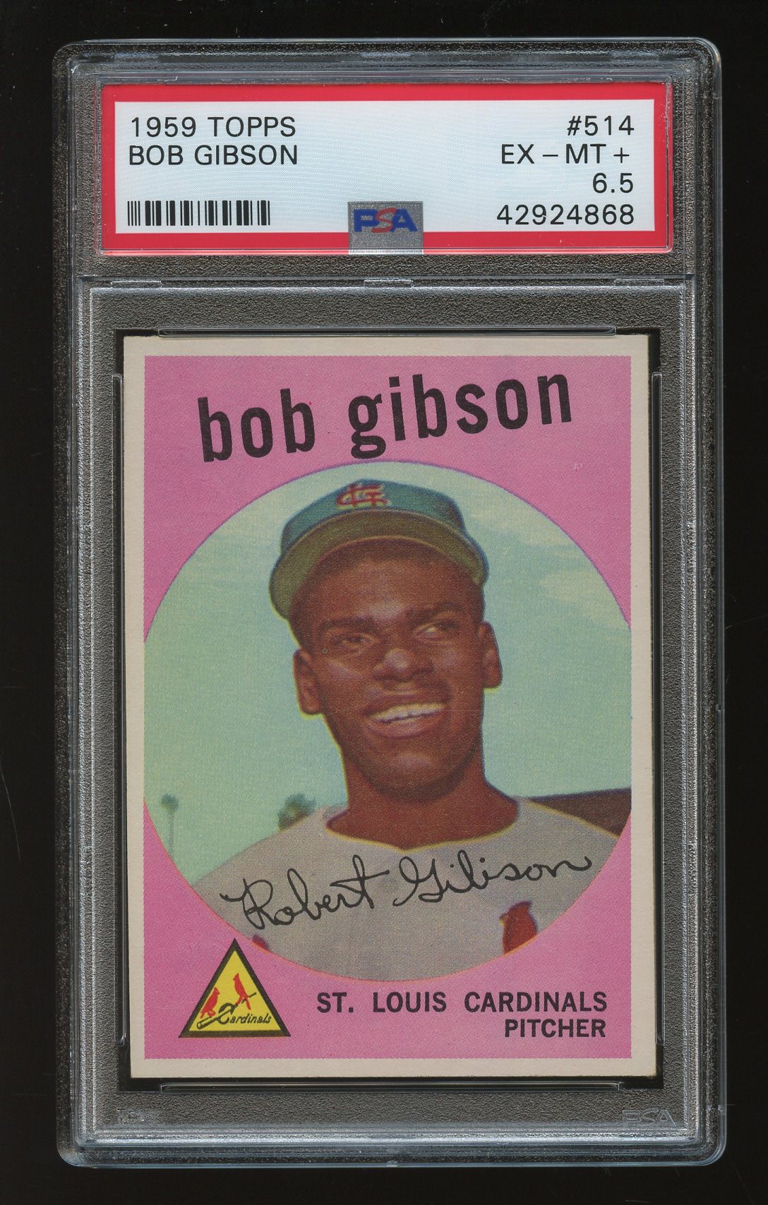 1959 Topps #514 Bob Gibson - PSA 6.5