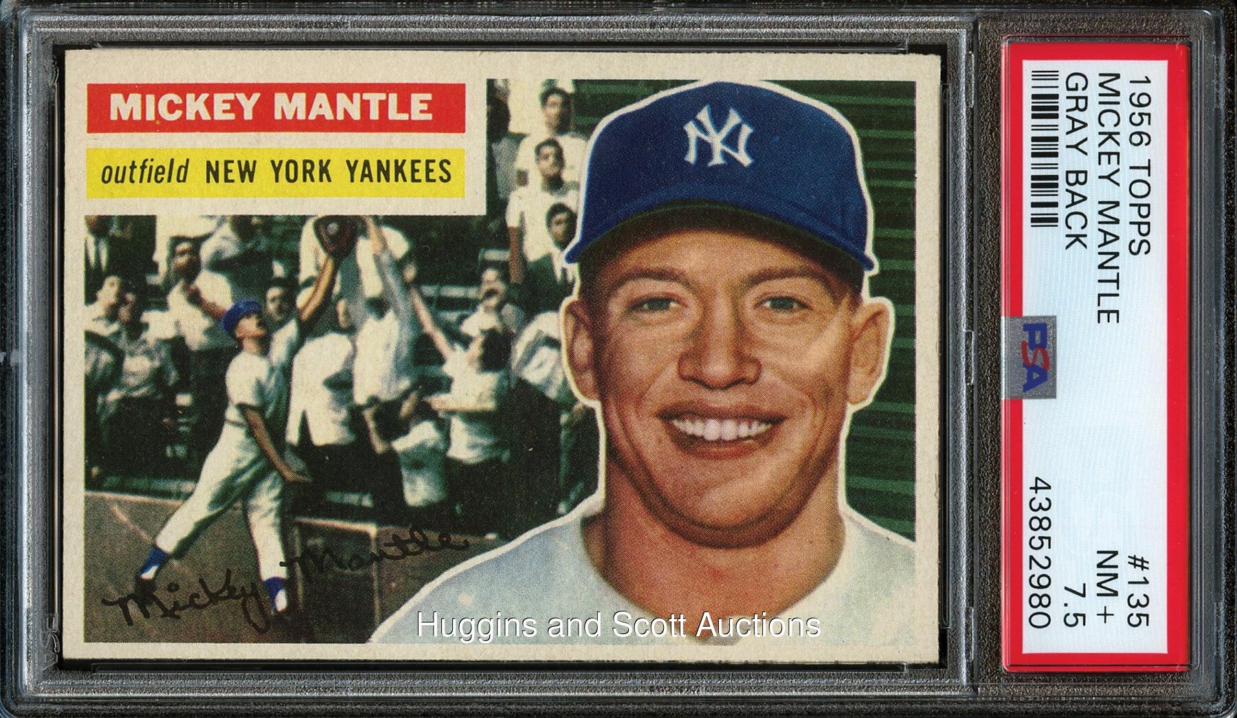 1956 Topps Baseball #135 Mickey Mantle (Gray Back) - PSA NM+ 7.5