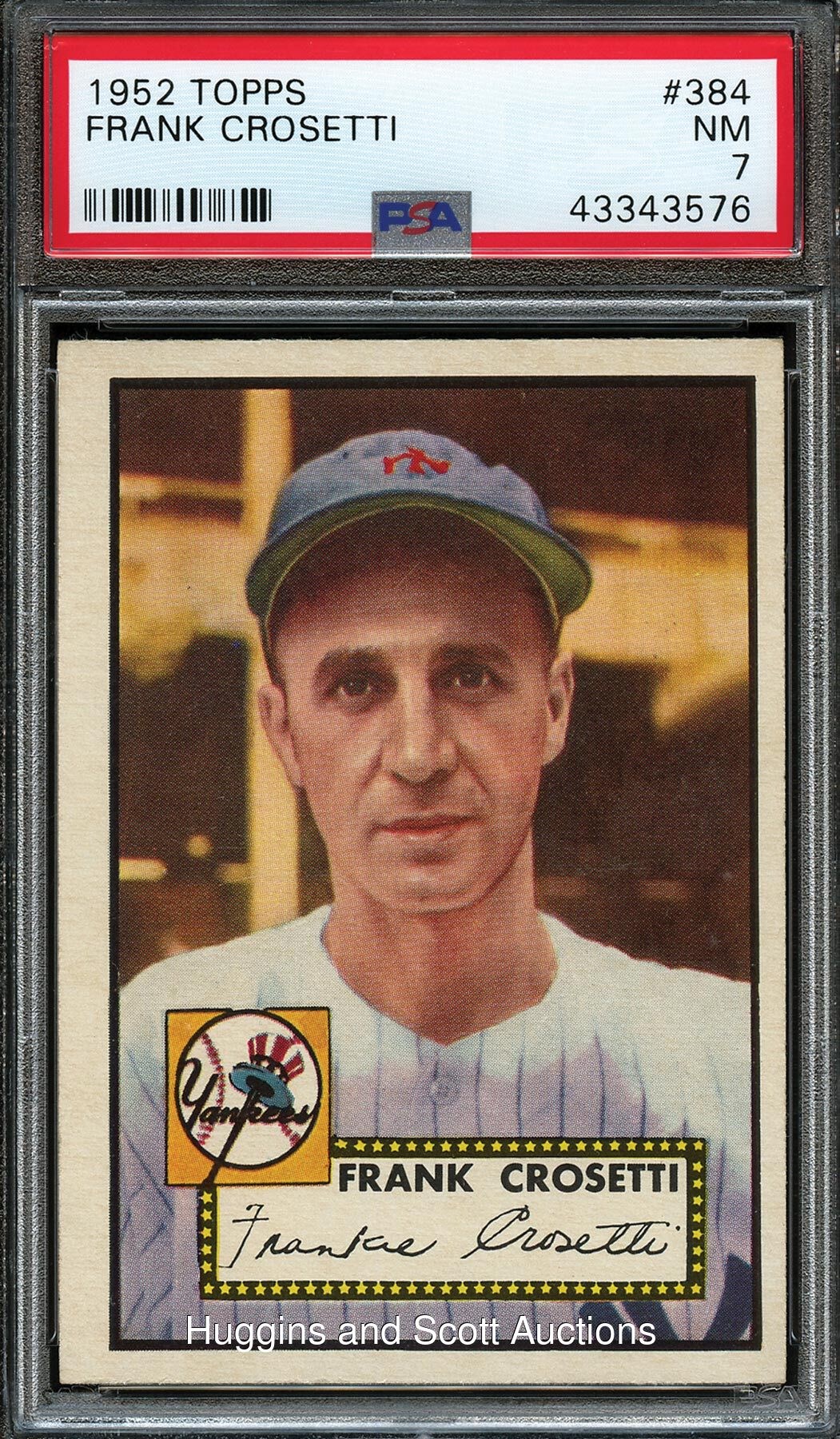 1952 Topps Baseball #384 Frank Crosetti High Number - PSA NM 7