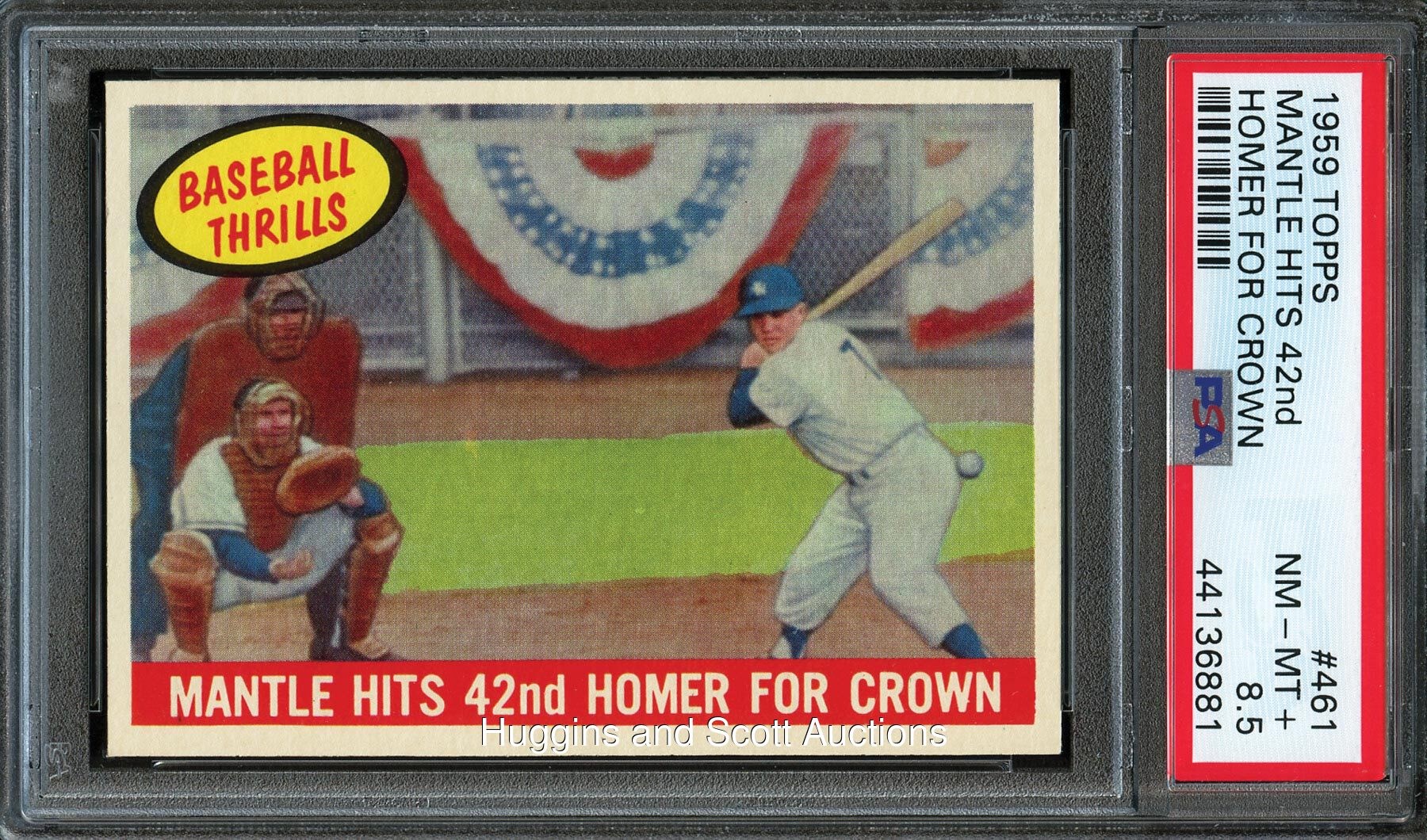 1959 Topps Baseball #461 Mickey Mantle Home Run - PSA NM-MT+ 8.5