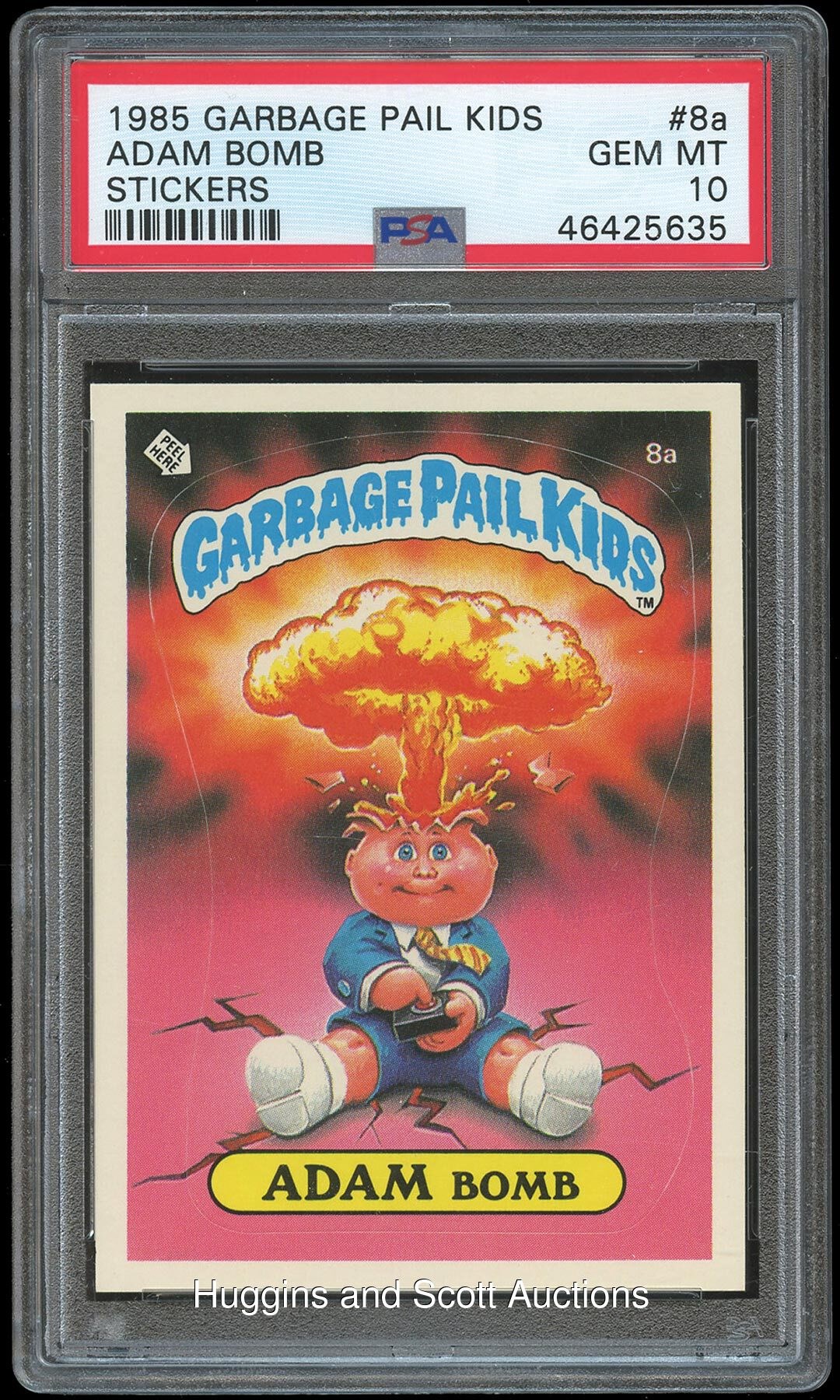 1985 Topps Garbage Pail Kids #8A Adam Bomb Sticker - PSA Gem Mint 10 