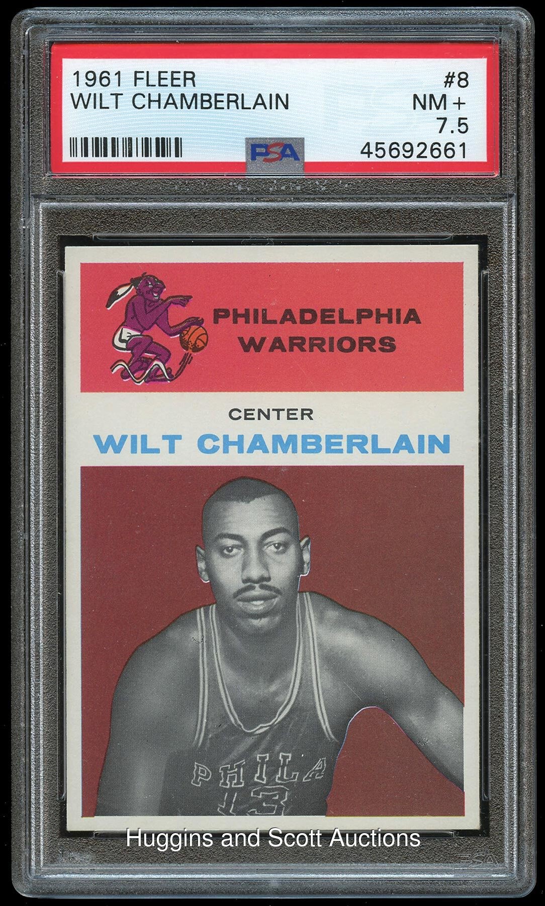 1961-62 Fleer Basketball #8 Wilt Chamberlain Rookie - PSA NM+ 7.5