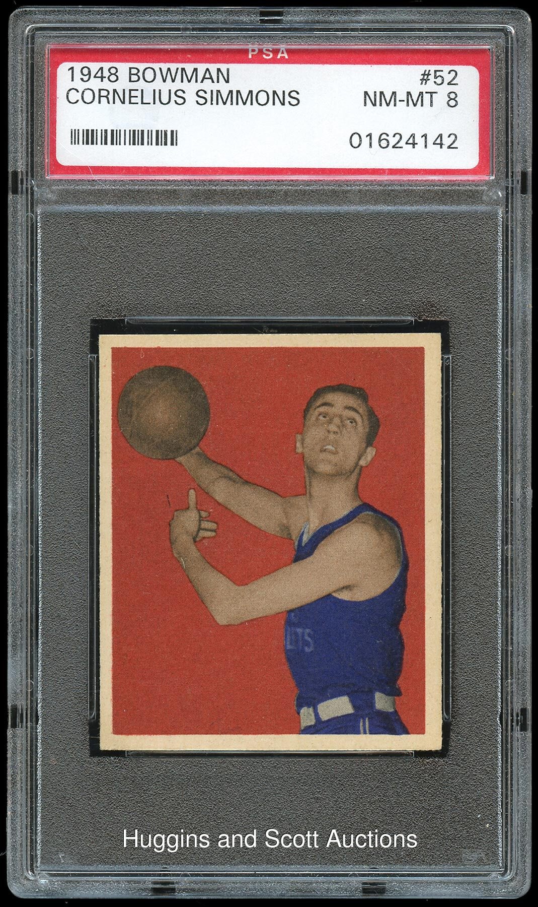 1948 Bowman Basketball #52 Cornelius Simmons High Number - PSA NM-MT 8