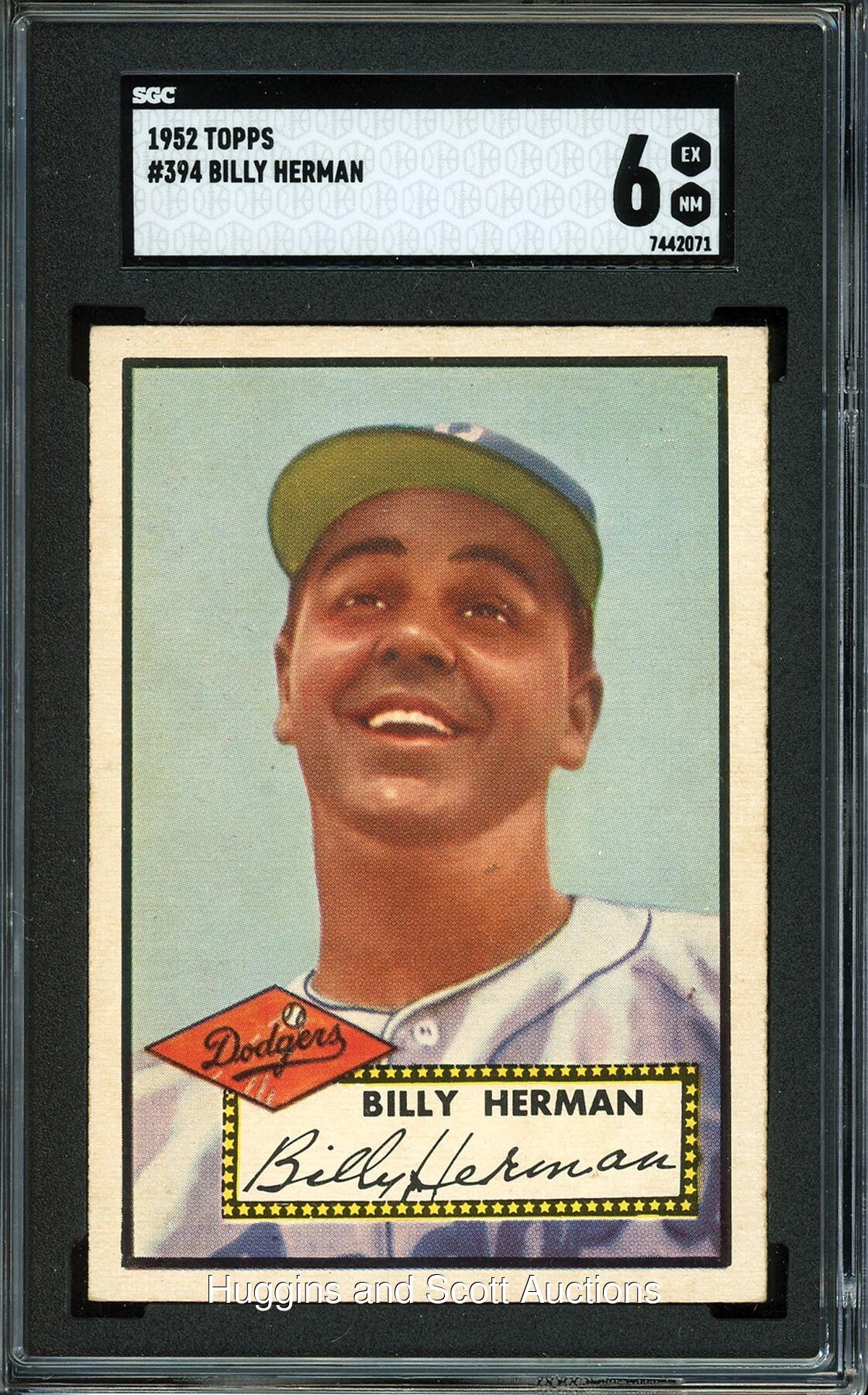 1952 Topps Baseball #394 Billy Herman - SGC 6 EX/NM