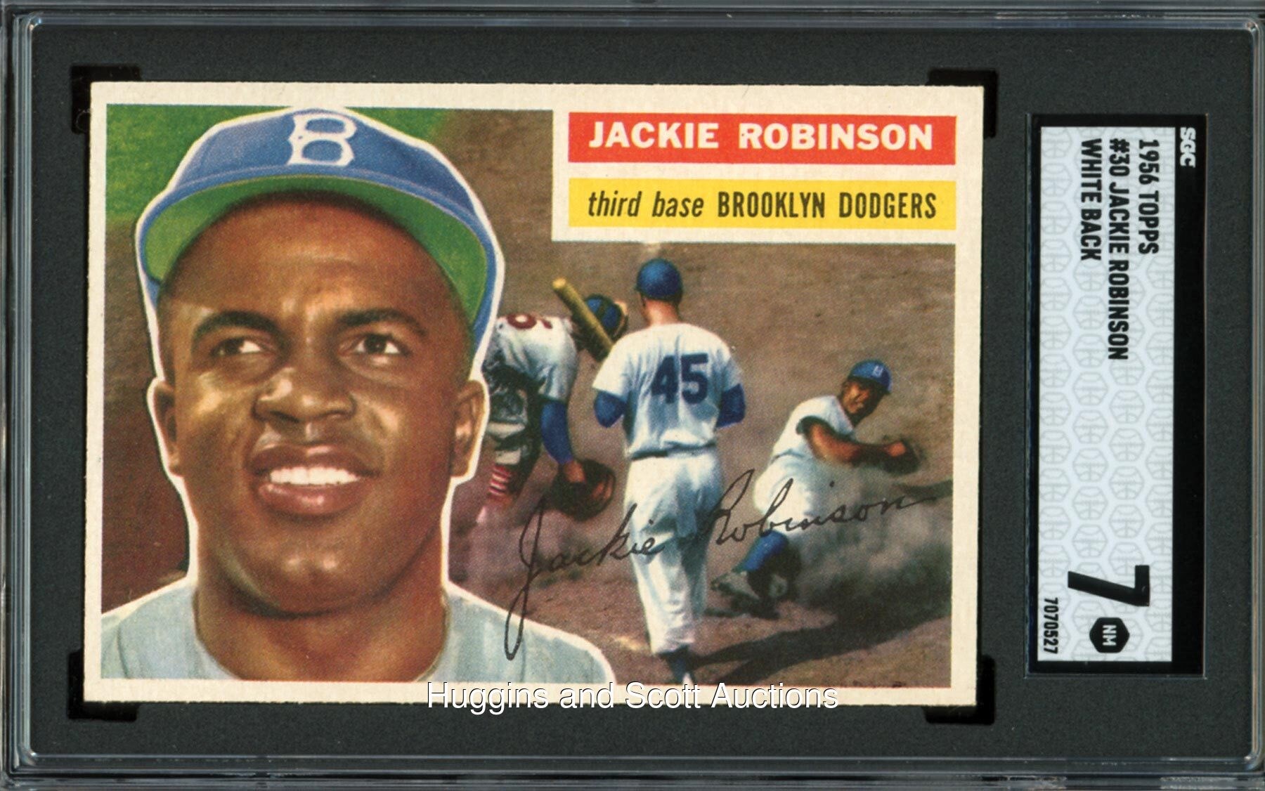 1956 Topps Baseball #30 Jackie Robinson (White Back) - SGC 7 NM