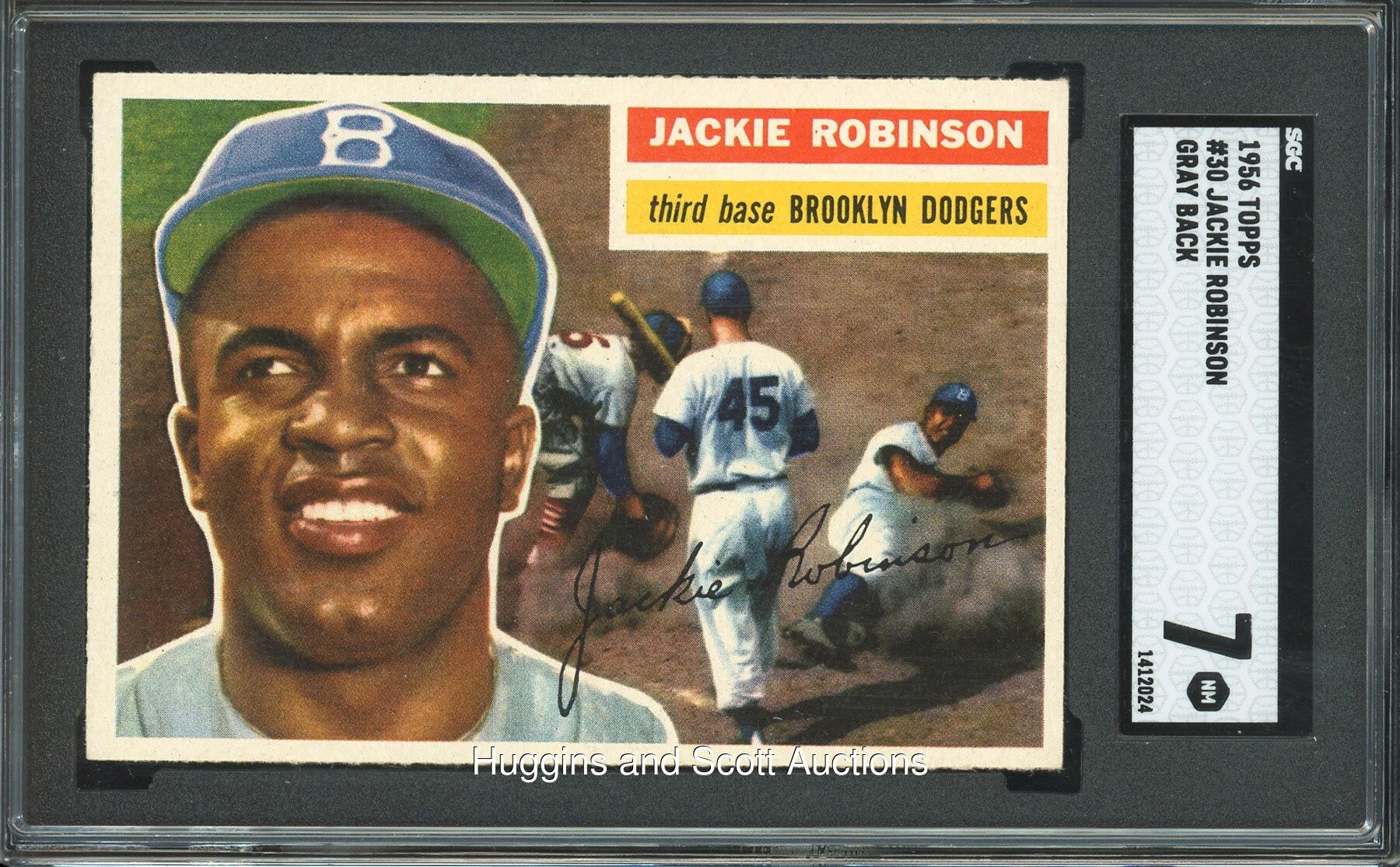 1956 Topps Baseball #30 Jackie Robinson (Gray Back) - SGC 7 NM