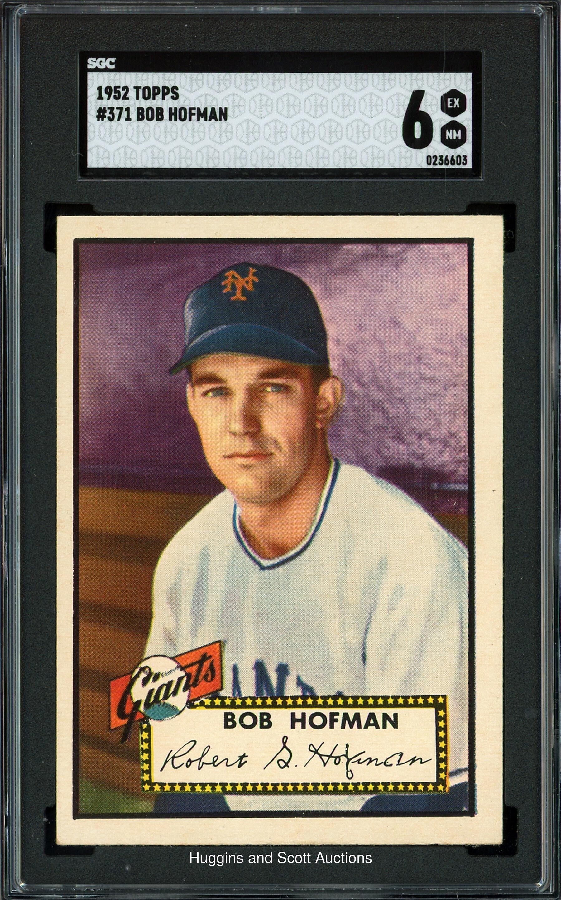 1952 Topps Baseball #371 Bob Hofman - SGC 6 EX/NM