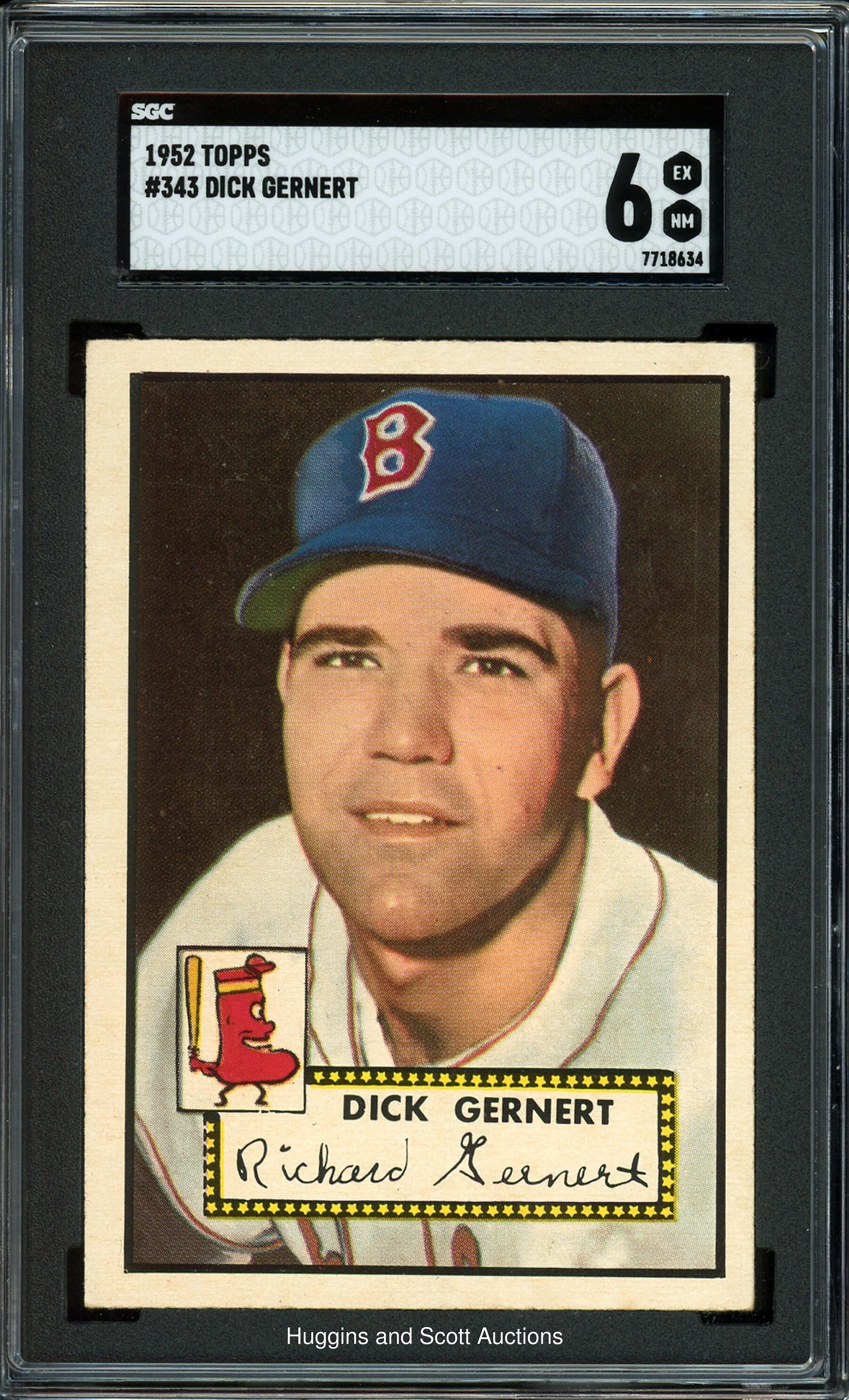 1952 Topps Baseball #343 Dick Gernert - SGC 6 EX/NM