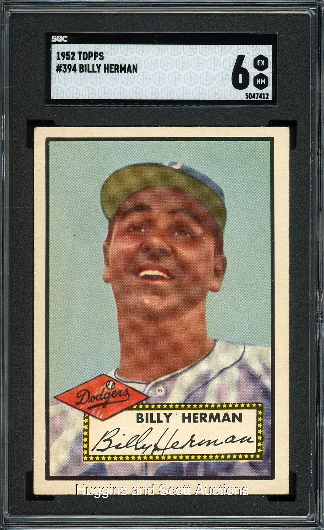 1952 Topps Baseball High Number #394 Billy Herman - SGC 6 EX/NM