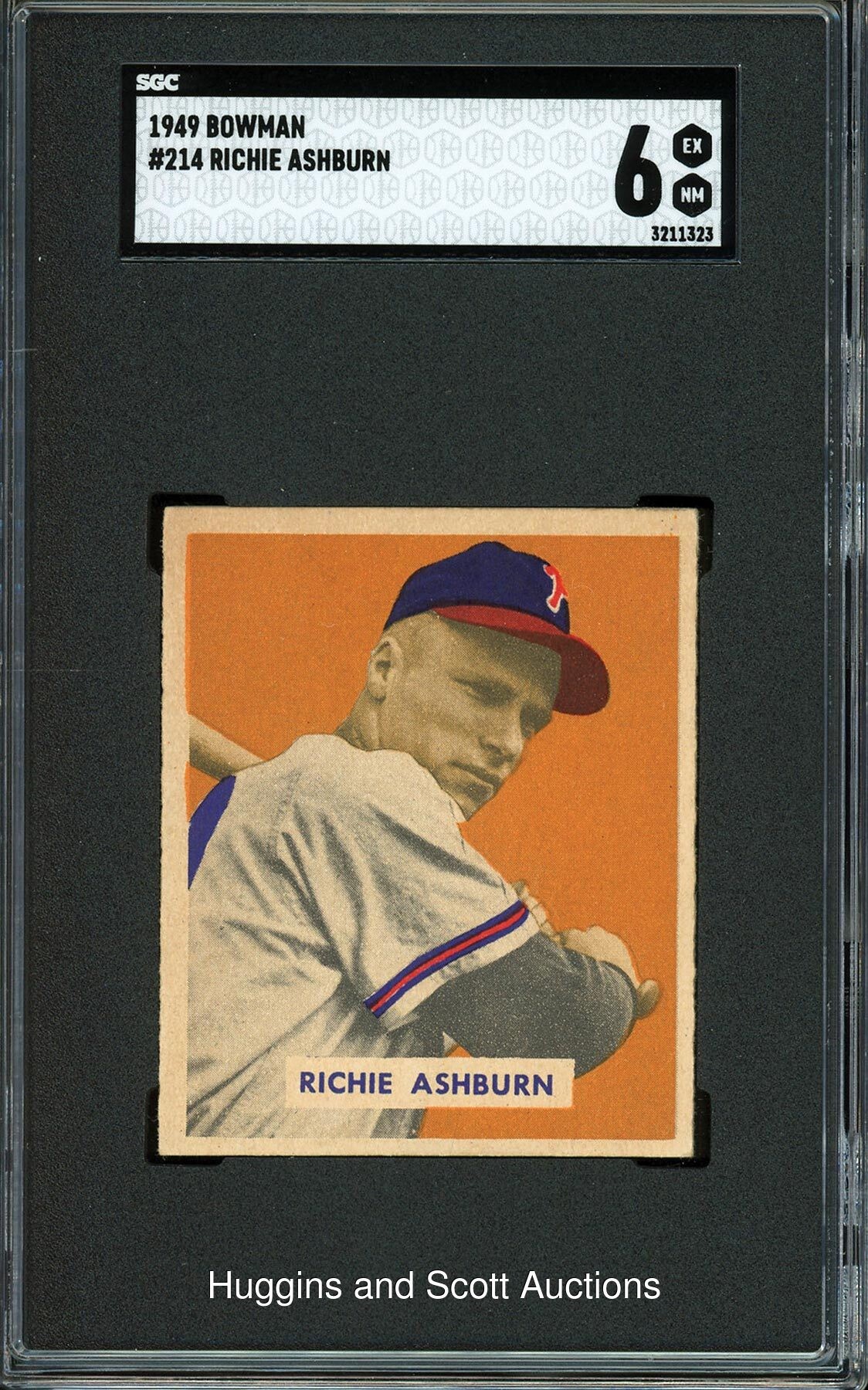 1949 Bowman Baseball #214 Richie Ashburn Rookie - SGC 6 EX/NM
