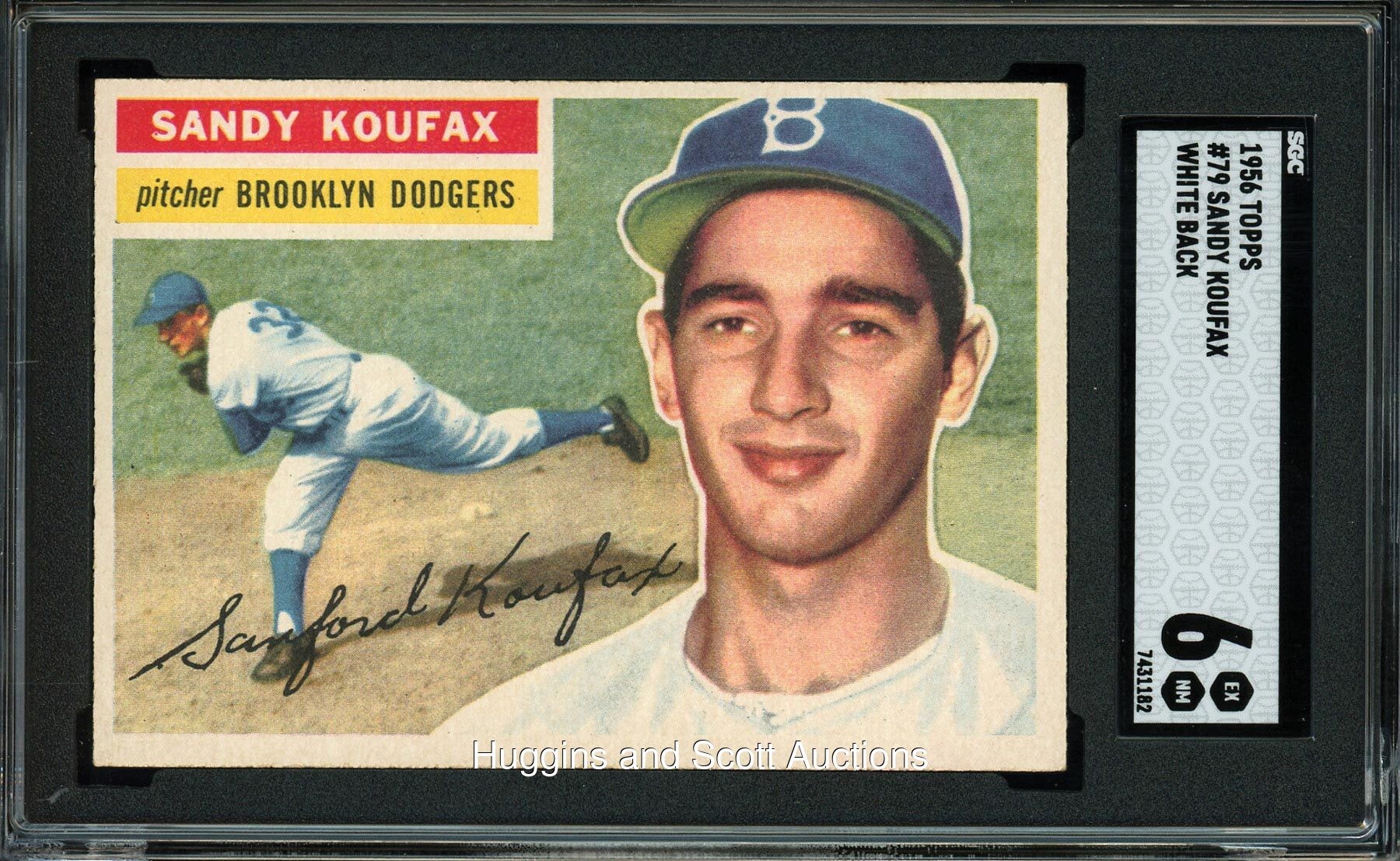 1956 Topps Baseball #79 Sandy Koufax (White Back) - SGC 6 EX/NM