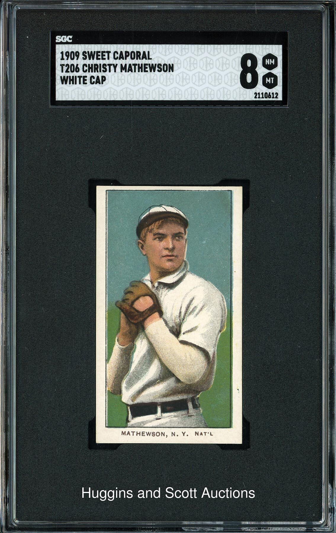 1909 T206 White Borders Christy Mathewson "White Cap" Pose with Sweet Caporal Back - SGC 8 NM-MT