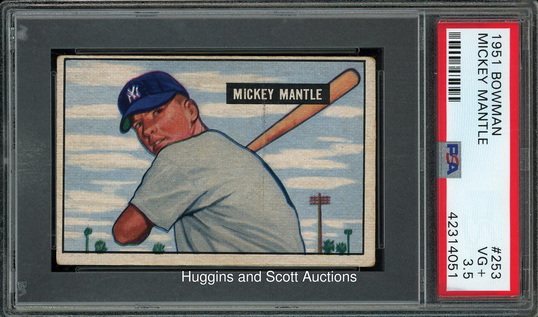 1951 Bowman Baseball #253 Mickey Mantle Rookie - PSA VG+ 3.5