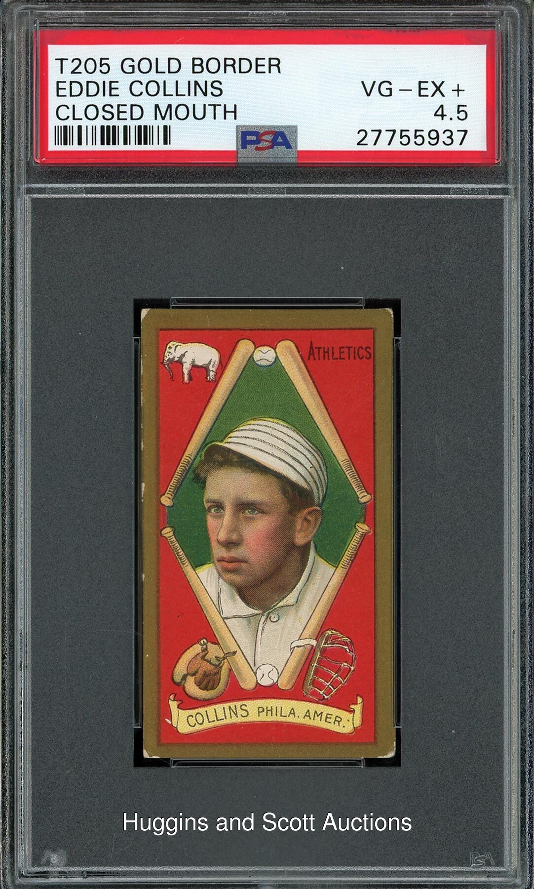 1911 T205 Gold Borders Eddie Collins (Closed Mouth) - PSA VG-EX+ 4.5