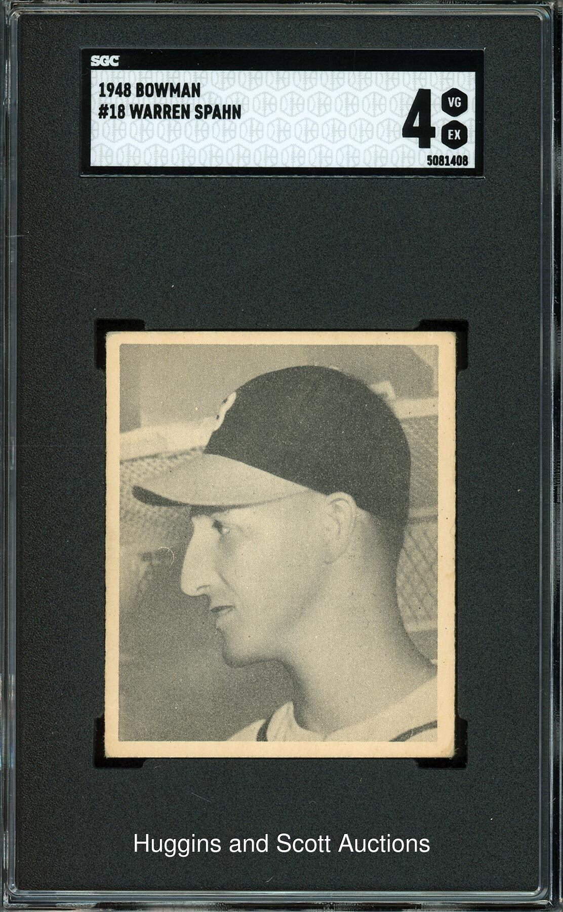 1948 Bowman Baseball #18 Warren Spahn Rookie - SGC 4 VG-EX