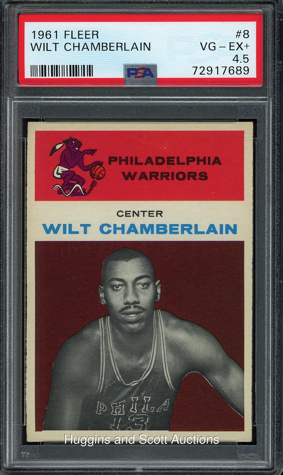 1961-62 Fleer Basketball #8 Wilt Chamberlain Rookie - PSA VG-EX+ 4.5