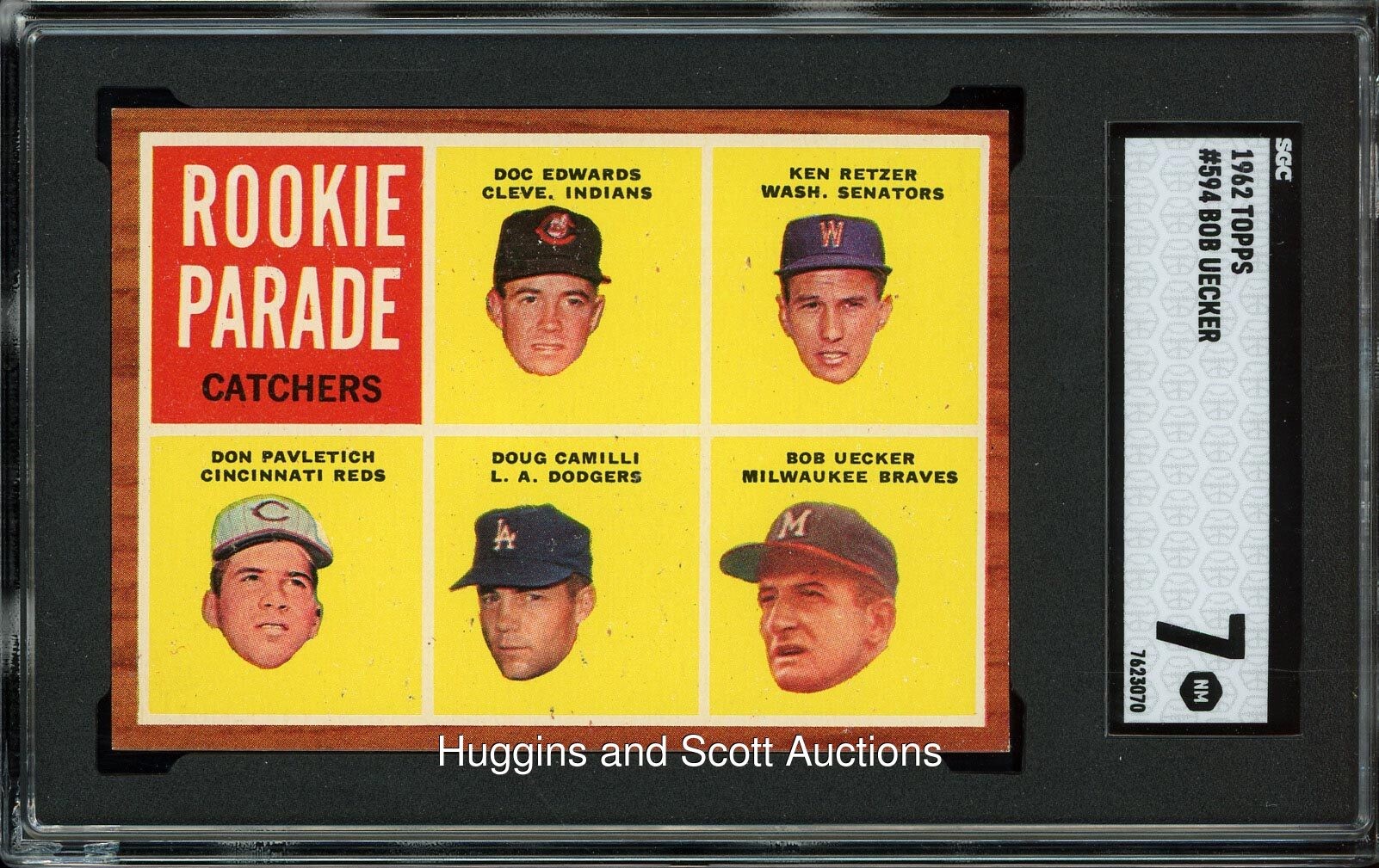1962 Topps Baseball #594 Rookie Parade/Bob Uecker - SGC 7 NM