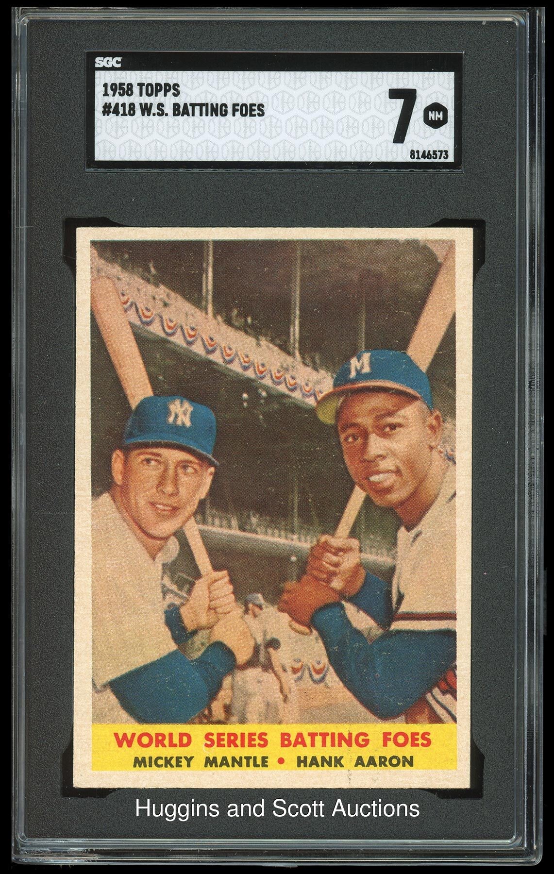 1958 Topps Baseball #418 Mickey Mantle/Hank Aaron - SGC 7 NM