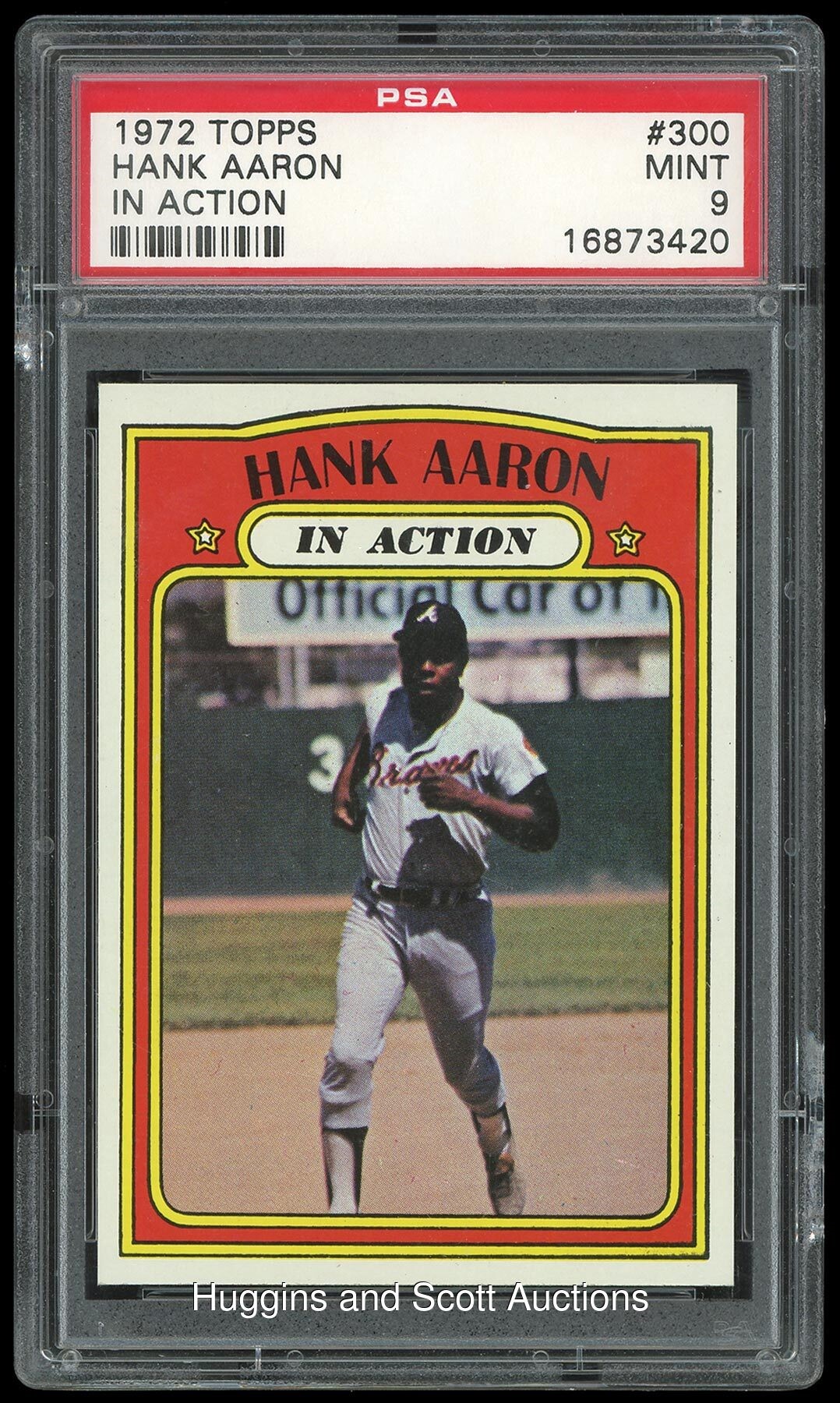 1972 Topps Baseball #300 Hank Aaron In Action PSA Mint 9 - None Better!