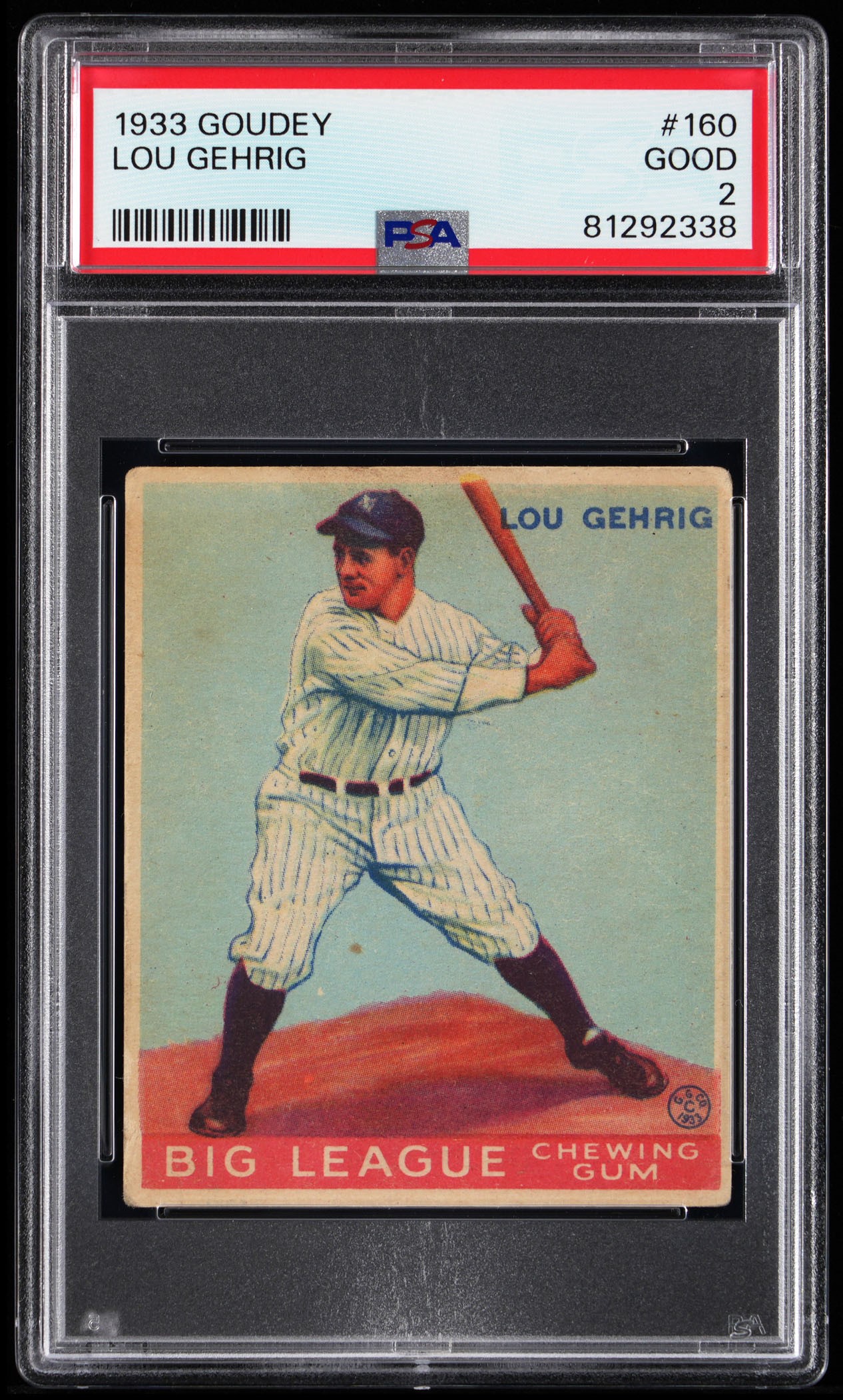 1933 Goudey #160 Lou Gehrig PSA GOOD 2