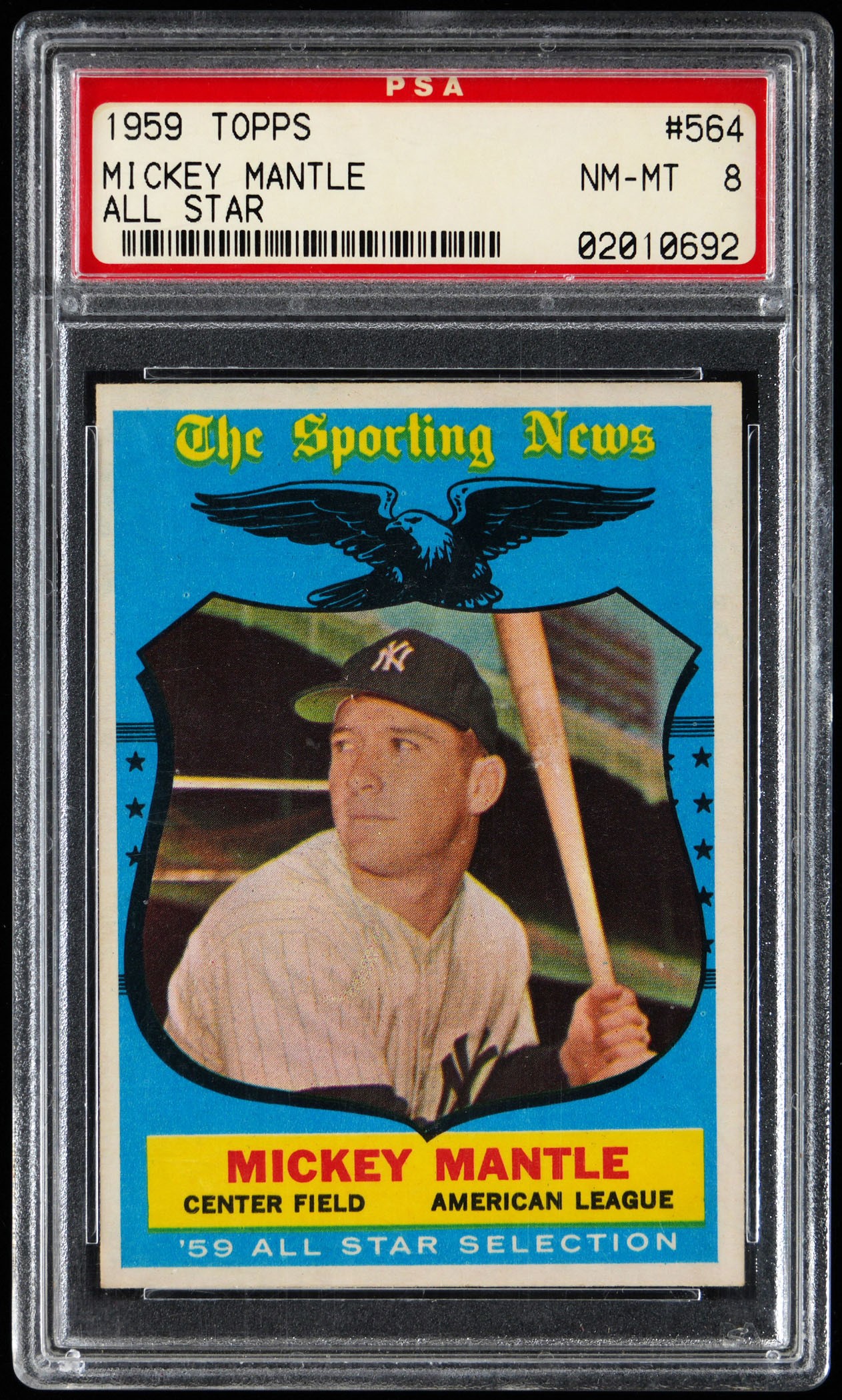 1959 Topps #564 Mickey Mantle All Star PSA NM-MT 8