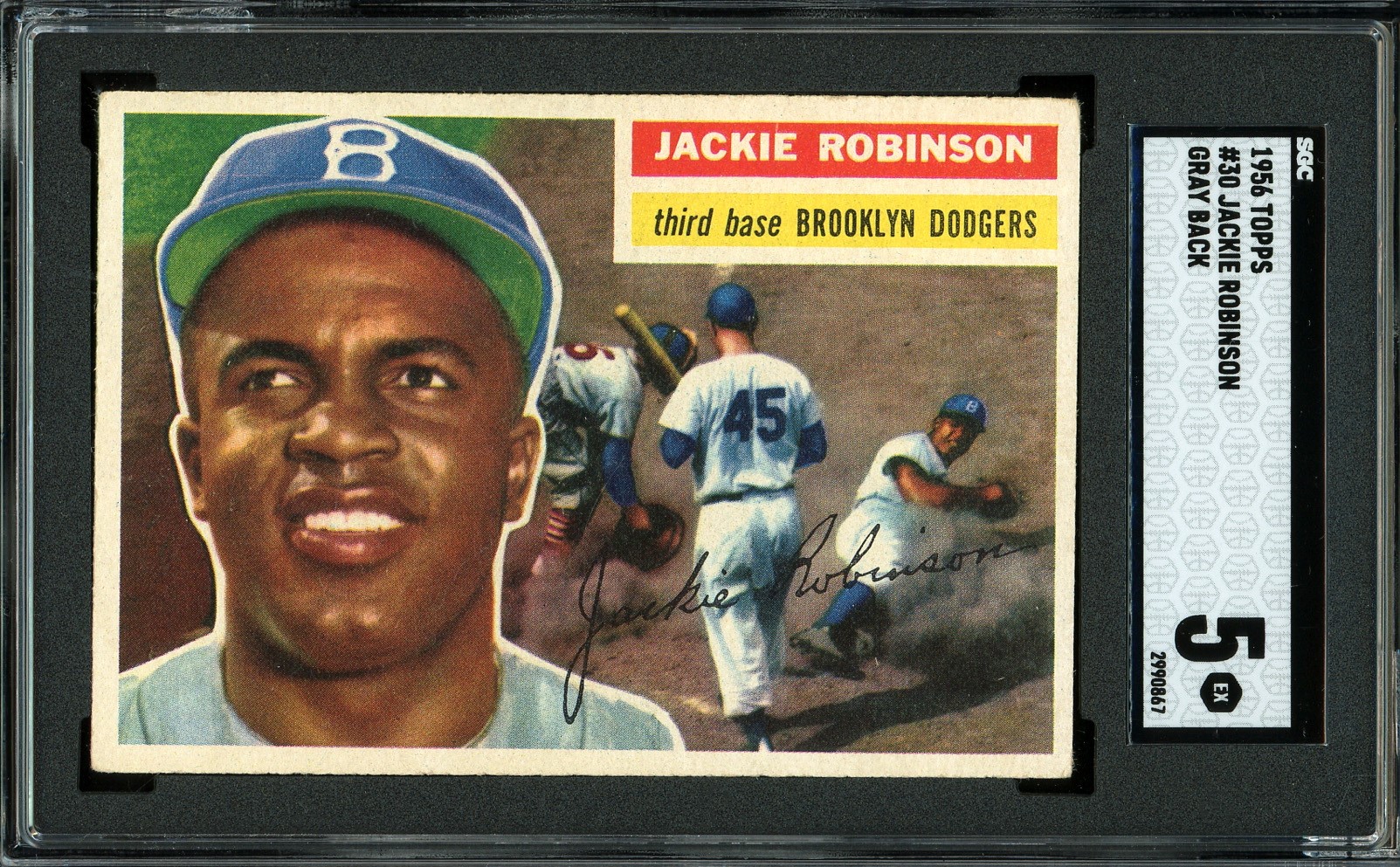 1956 Topps #30 Jackie Robinson (Gray Back) SGC EX 5