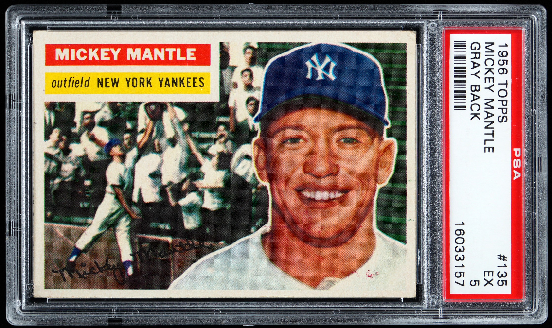 1956 Topps #135 Mickey Mantle (Gray Back) PSA EX 5