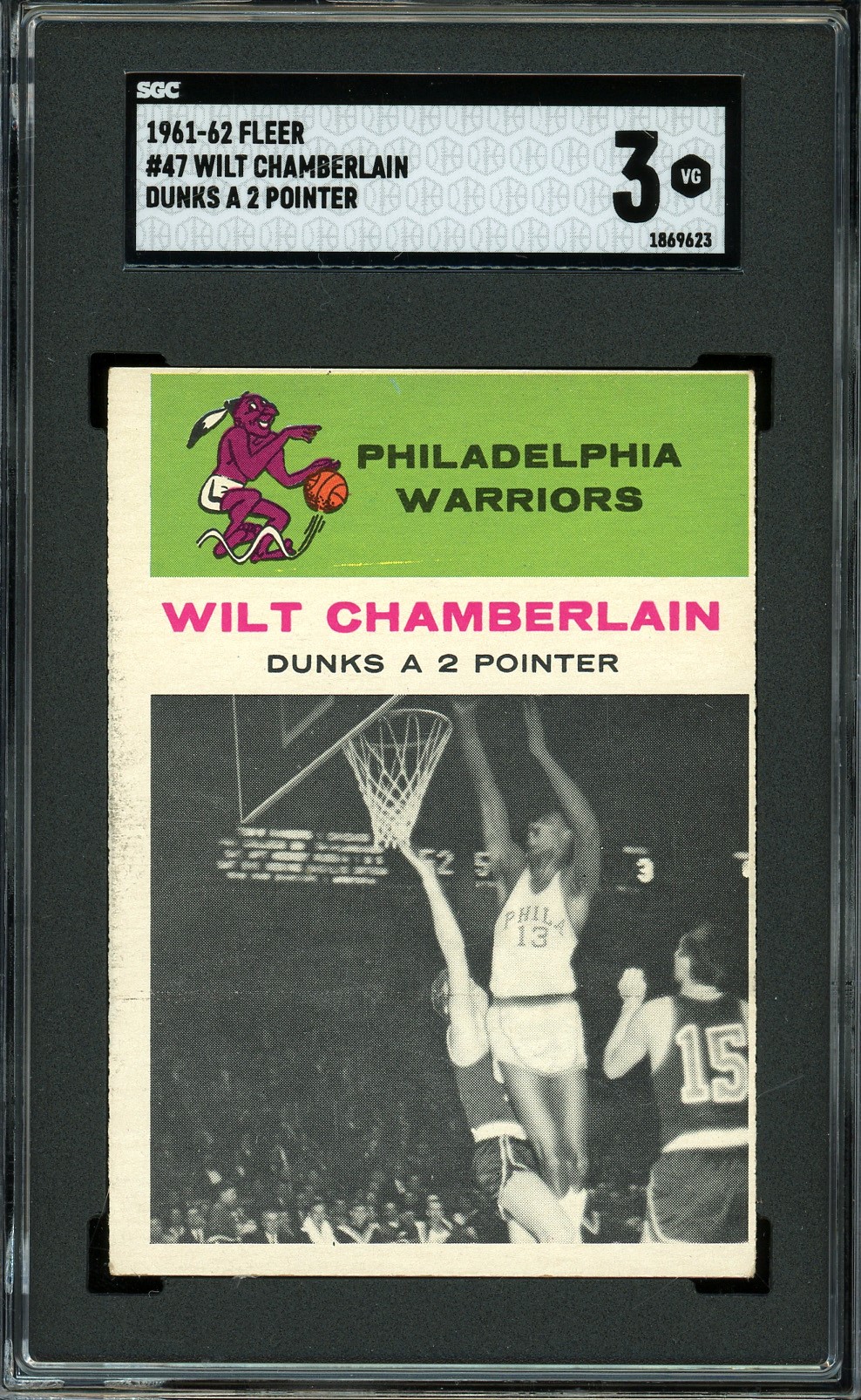 1961-1962 Fleer Basketball #47 Wilt Chamberlain (In Action) SGC VG 3