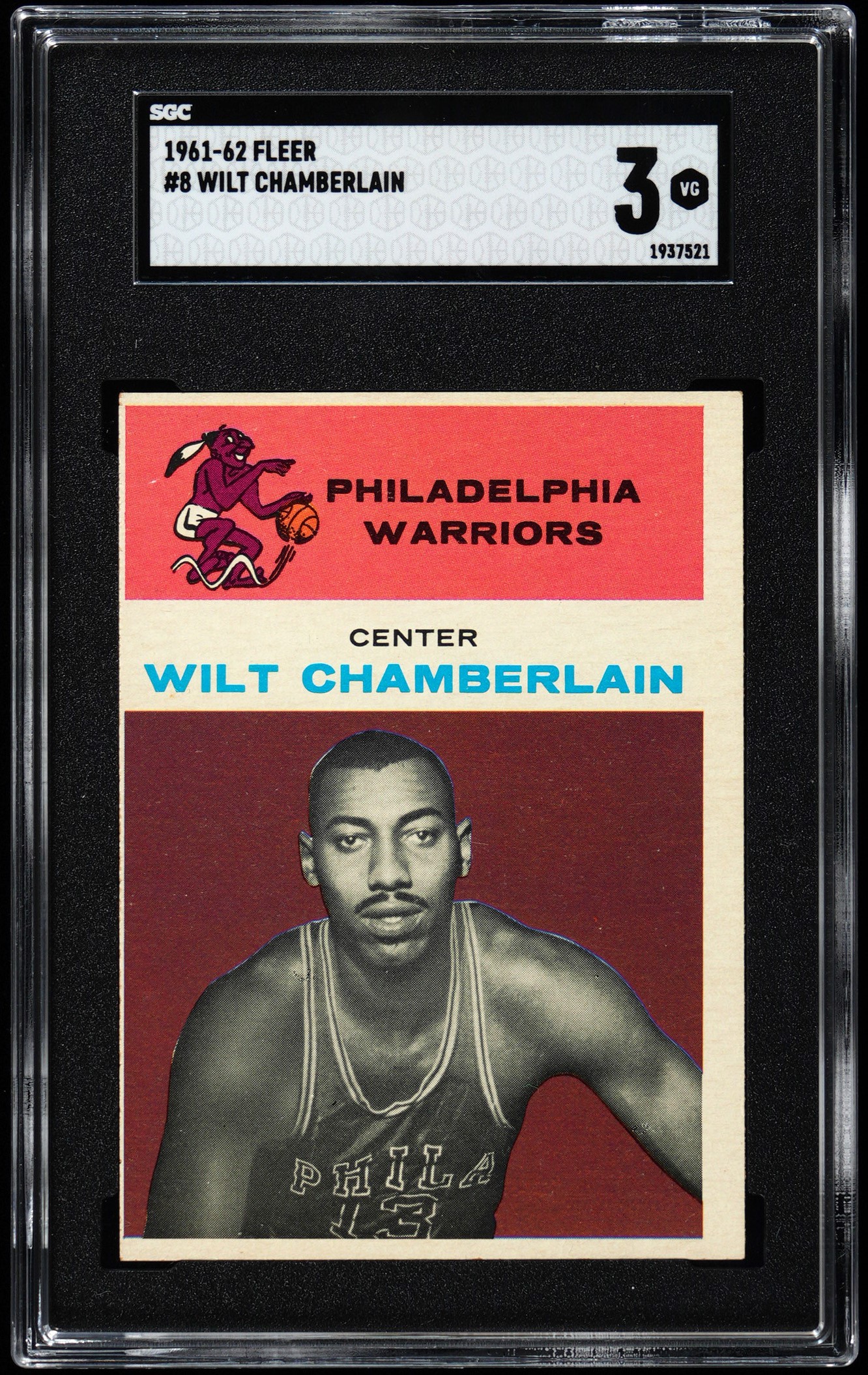 1961-1962 Fleer Basketball #8 Wilt Chamberlain Rookie SGC VG 3