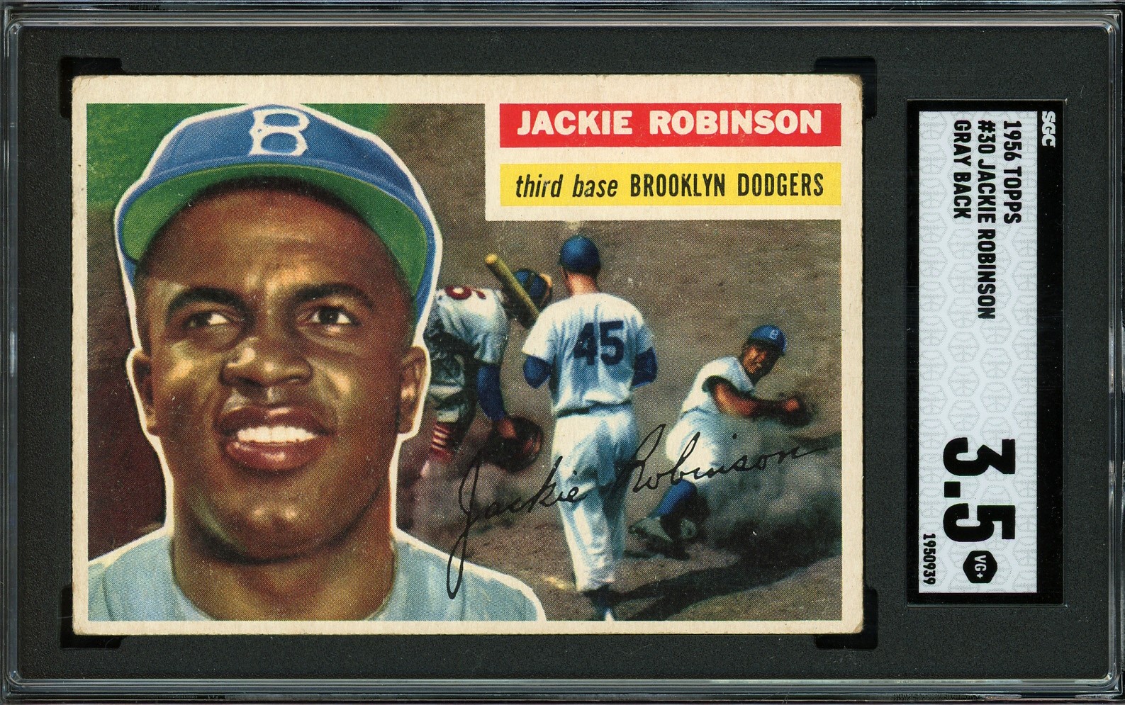 1956 Topps #30 Jackie Robinson (Gray Back) SGC VG+ 3.5