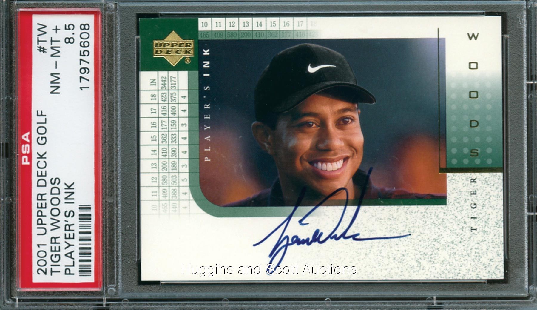 2001 Upper Deck "Player's Ink" Tiger Woods Signed Card - PSA 8.5