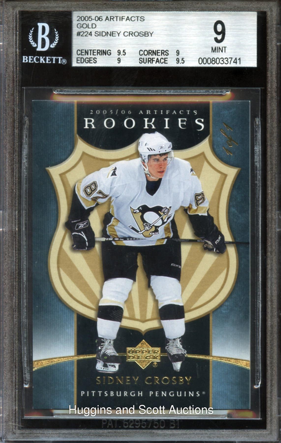 2005-06 Upper Deck Artifacts #224 Sidney Crosby RC Gold #1/1--BGS 9